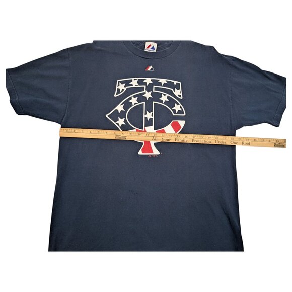 Majestic TC Minnesota Twins MLB Shirt Mens XL Blue Patriotic USA - Picture 7 of 8